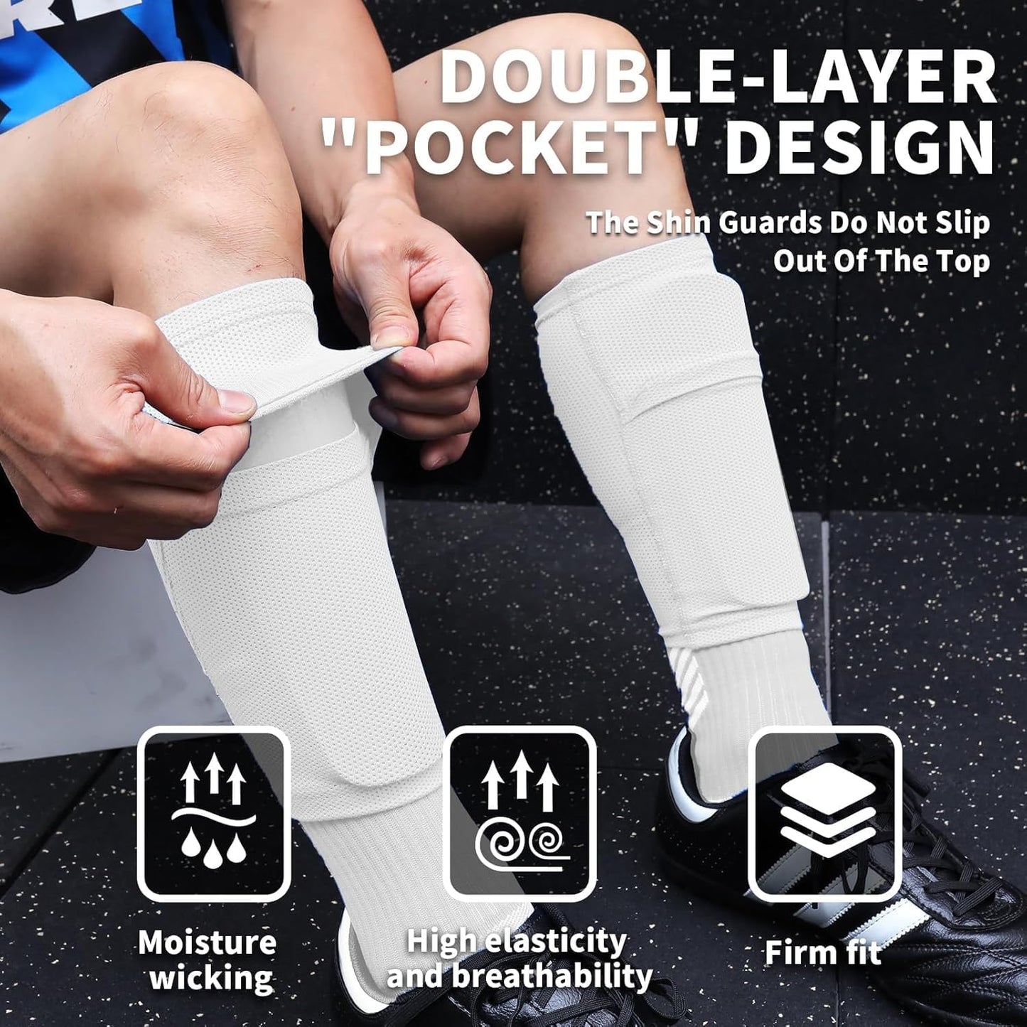 Ueiiee Soccer Shin Guards with EVA Cushion Protection - Shin Pads and Sleeves for Enhanced Safety in Football Games