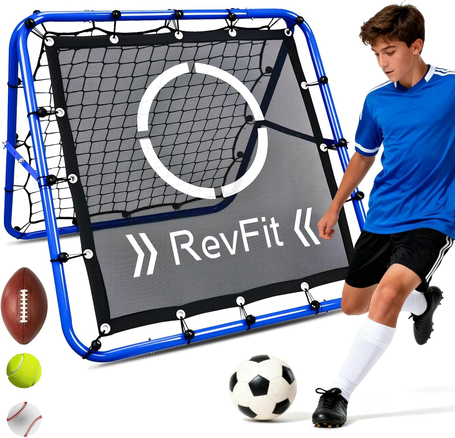 Adjustable Dual-Sided Rebounder Net with Target for Football, Baseball, Tennis, and Rugby - Durable Steel Frame Training Equipment