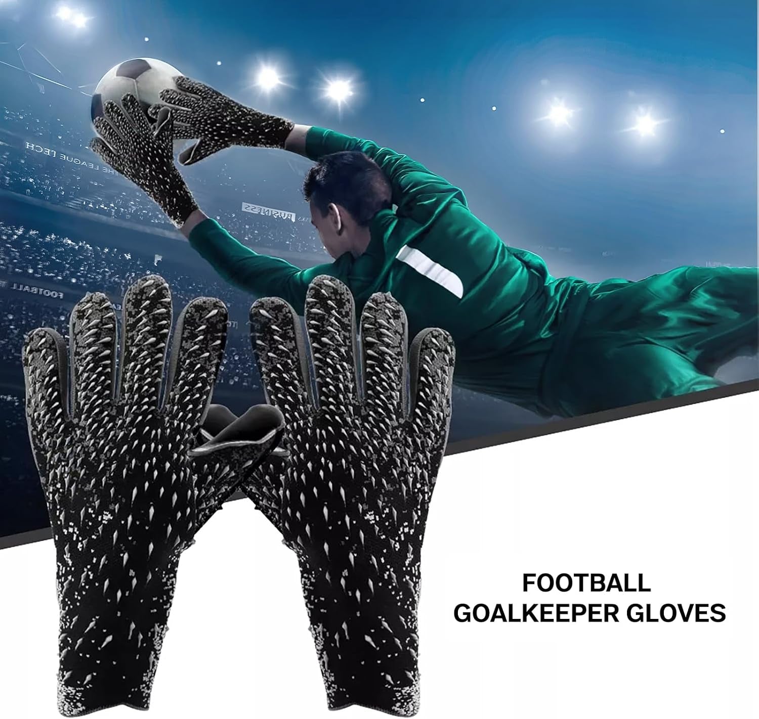 Professional Soccer Goalkeeper Gloves for Youth and Adults - Enhanced Grip, Full Finger Design, and Breathable Mesh for Optimal Hand Protection