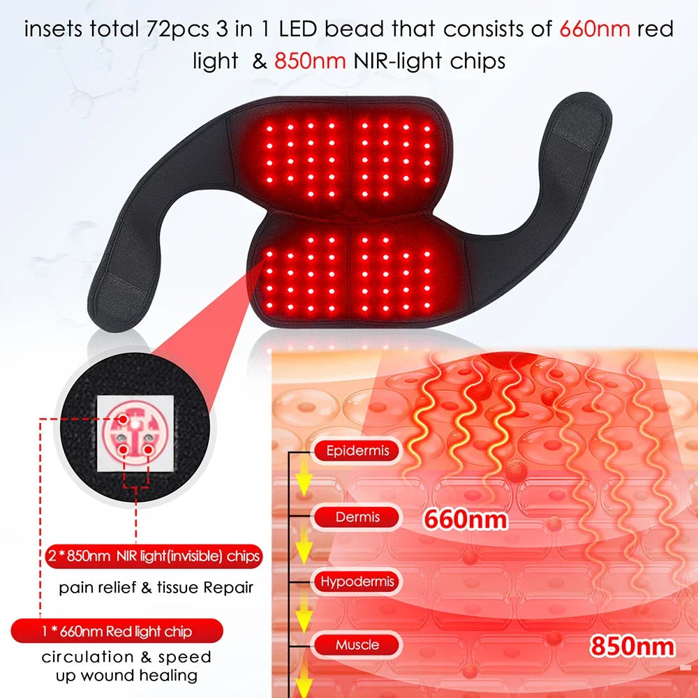 660Nm Red Light Knee Pad Leg Joint Shoulder Elbow 850Nm near Infrared Light Skin Care Support Knee Pain Relief Inflammation