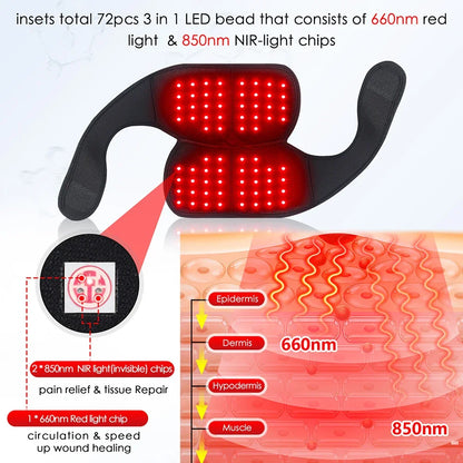 660Nm Red Light Knee Pad Leg Joint Shoulder Elbow 850Nm near Infrared Light Skin Care Support Knee Pain Relief Inflammation