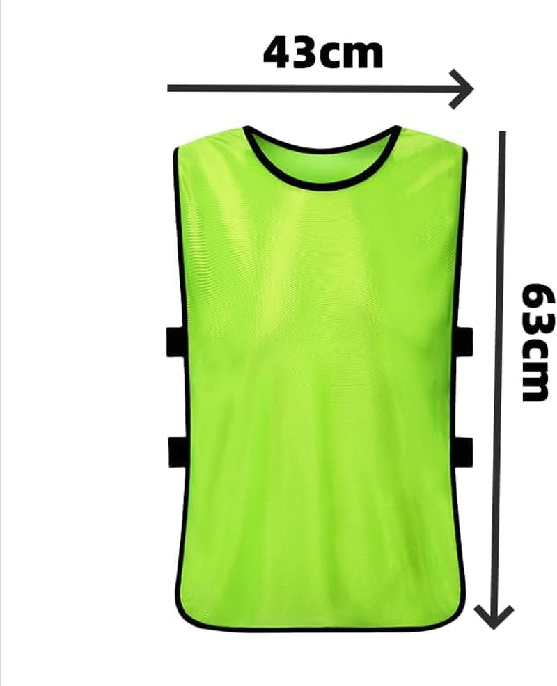 High Visibility Mesh Sports Training Bibs, 5-Pack Adult Sleeveless Practice Jerseys in Neon Green