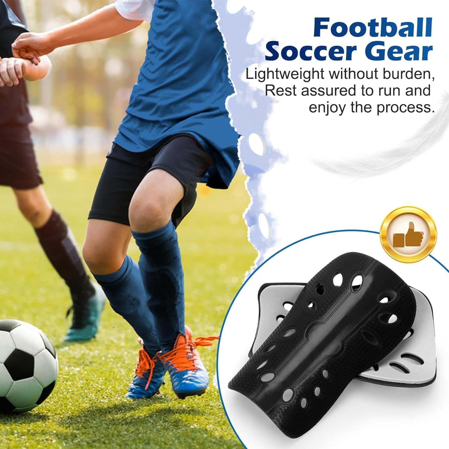 Professional Soccer Shin Guards - 2 Pairs of Lightweight and Breathable Calf Protective Gear for Adults and Youth