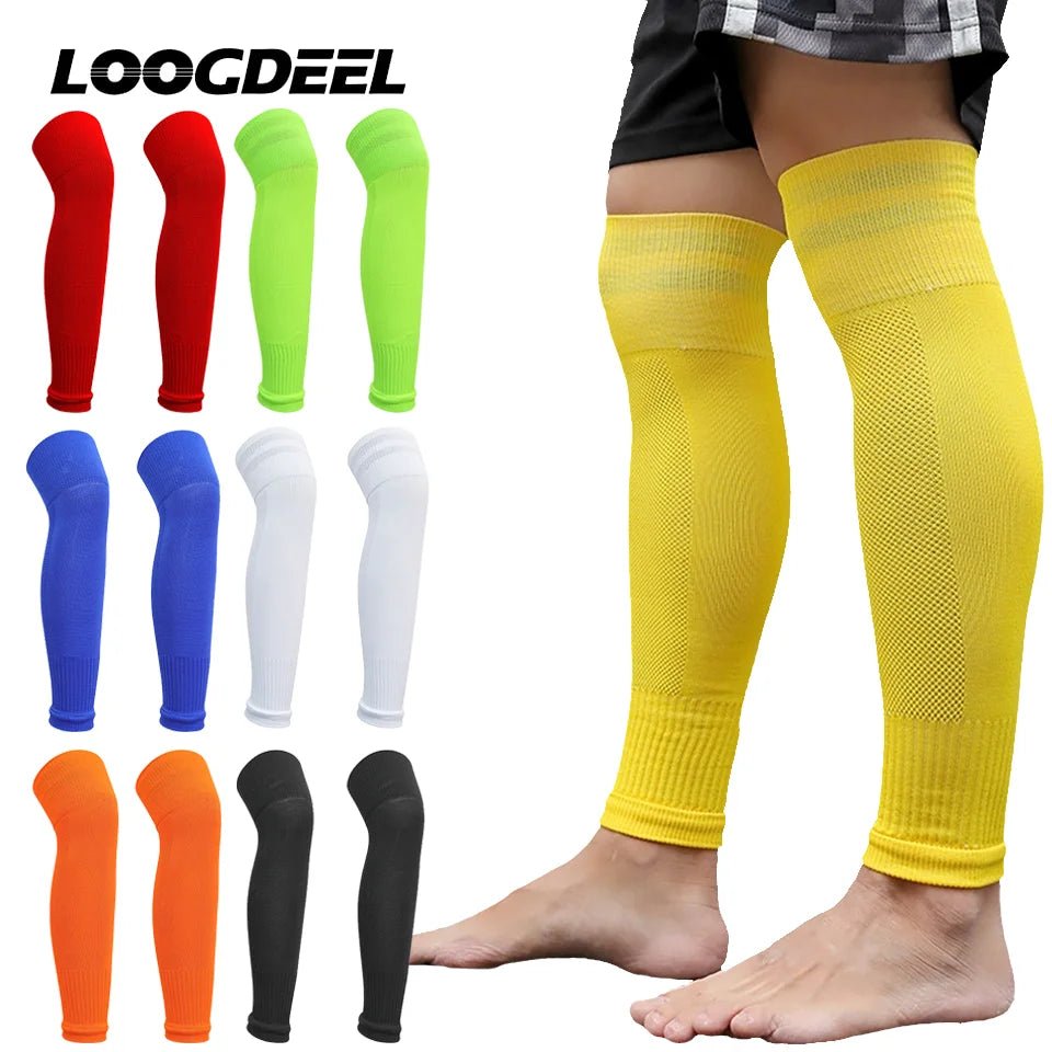 1Pair Football Sock Calf Sleeves Adult Knee Protection Sports Socks High Tube Breathable Soccer Leg Warmers Shin Guard