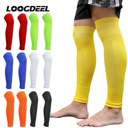 1Pair Football Sock Calf Sleeves Adult Knee Protection Sports Socks High Tube Breathable Soccer Leg Warmers Shin Guard