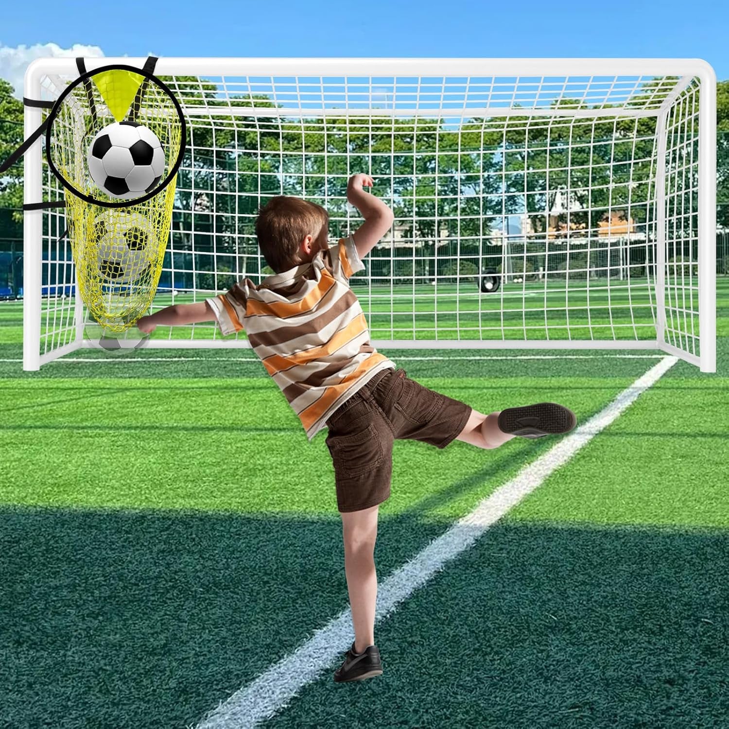 4-Piece Portable Yellow Soccer Goal Targets for Precision Shooting Practice, Easy Attachment and Storage for Home, Backyard, and Field Use