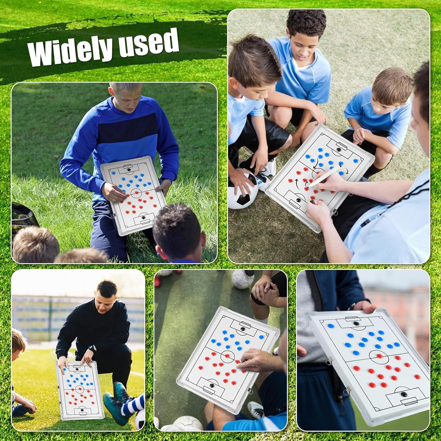 Magnetic Soccer Coaching Clipboard with Chess Pieces Pen - Portable Dry Erase Tactical Board for Soccer Training Strategies