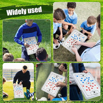 Magnetic Soccer Coaching Clipboard with Chess Pieces Pen - Portable Dry Erase Tactical Board for Soccer Training Strategies