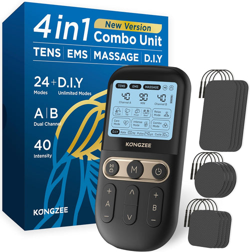 TENS & EMS Pulse Massager — Dual Channel Muscle Stimulator Therapy Unit