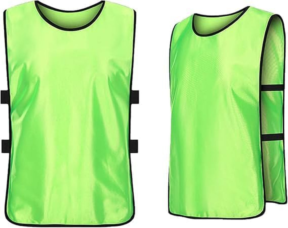 High Visibility Mesh Sports Training Bibs, 5-Pack Adult Sleeveless Practice Jerseys in Neon Green