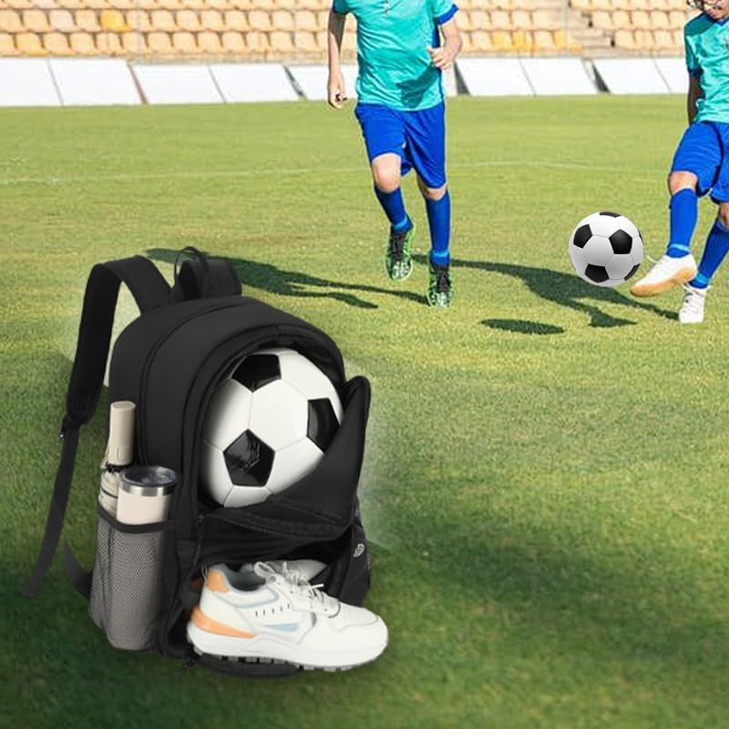 Soccer Bag,Large Sports Bag with with Separate Ball & Shoe Compartments,Youth Soccer Backpack for Basketball