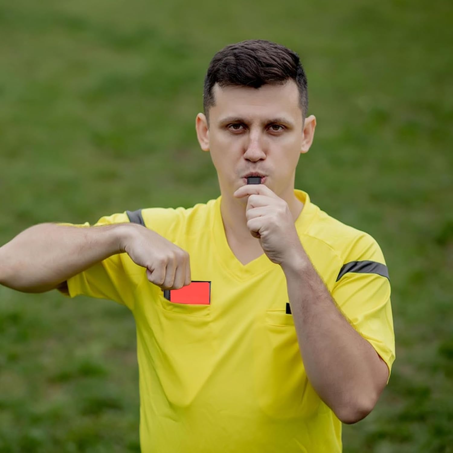 Soccer Referee Kit: Includes Whistle with Lanyard and Red/Yellow Card Set for Coaching and Training