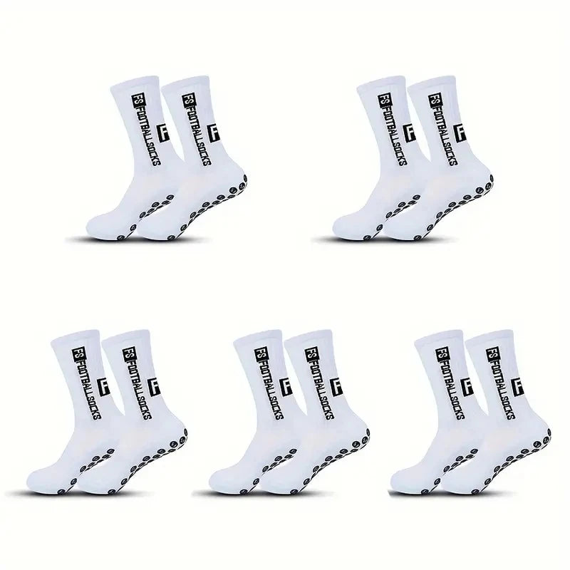 5 Pairs Non-Slip Football Socks Breathable Wear-Resistant Outdoor Sports Socks for Soccer, Rugby, Basketball, Running