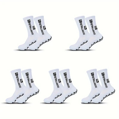 5 Pairs Non-Slip Football Socks Breathable Wear-Resistant Outdoor Sports Socks for Soccer, Rugby, Basketball, Running