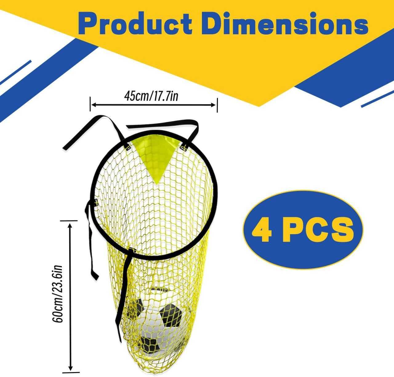 4-Piece Portable Yellow Soccer Goal Targets for Precision Shooting Practice, Easy Attachment and Storage for Home, Backyard, and Field Use