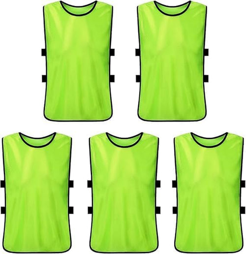 Hi-Vis Football Training Bibs — 5-Pack Adult Sleeveless Practice Vests