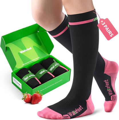 Medical Compression Socks for Women and Men, 20–30 mmHg Graduated Compression Stockings - 3 Pairs for Circulation, Swelling, Varicose Veins, Ideal for Nurses, Travel, and Pregnancy