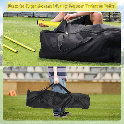 Soccer Agility Training Poles Set - Adjustable Training Equipment with Base Buckles and Storage Bag for Speed Development (5 Pieces)