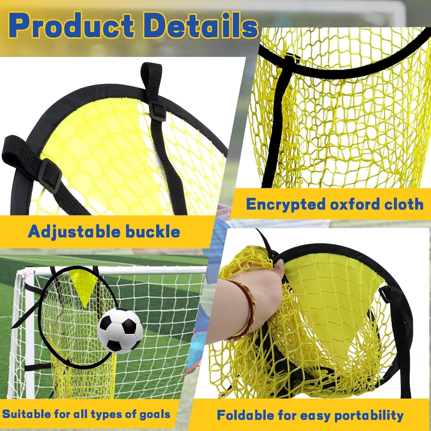 4-Piece Portable Yellow Soccer Goal Targets for Precision Shooting Practice, Easy Attachment and Storage for Home, Backyard, and Field Use