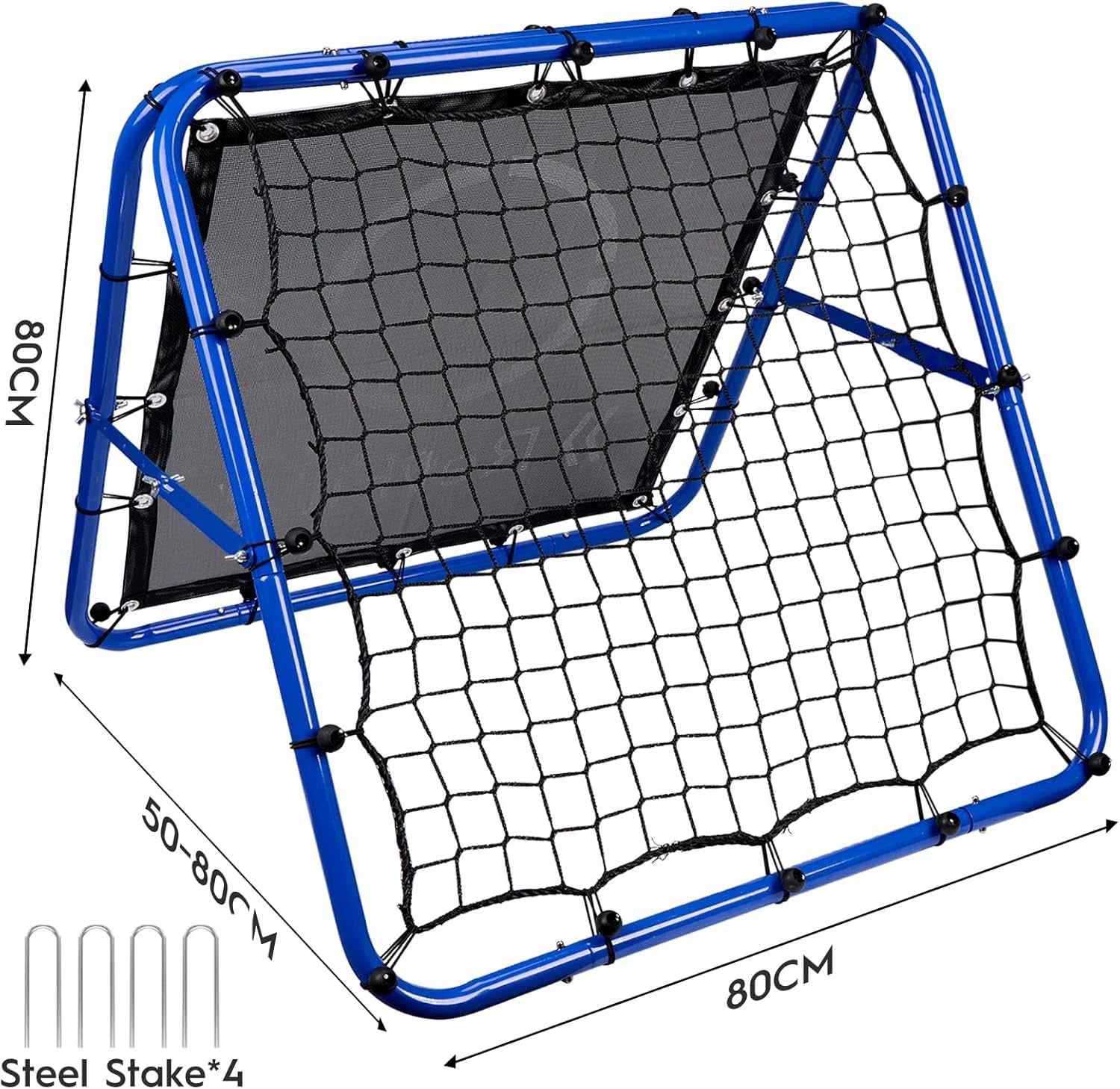 Adjustable Dual-Sided Rebounder Net with Target for Football, Baseball, Tennis, and Rugby - Durable Steel Frame Training Equipment