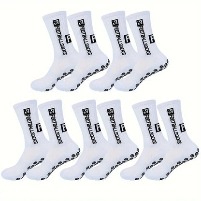 5 Pairs Non-Slip Football Socks Breathable Wear-Resistant Outdoor Sports Socks for Soccer, Rugby, Basketball, Running