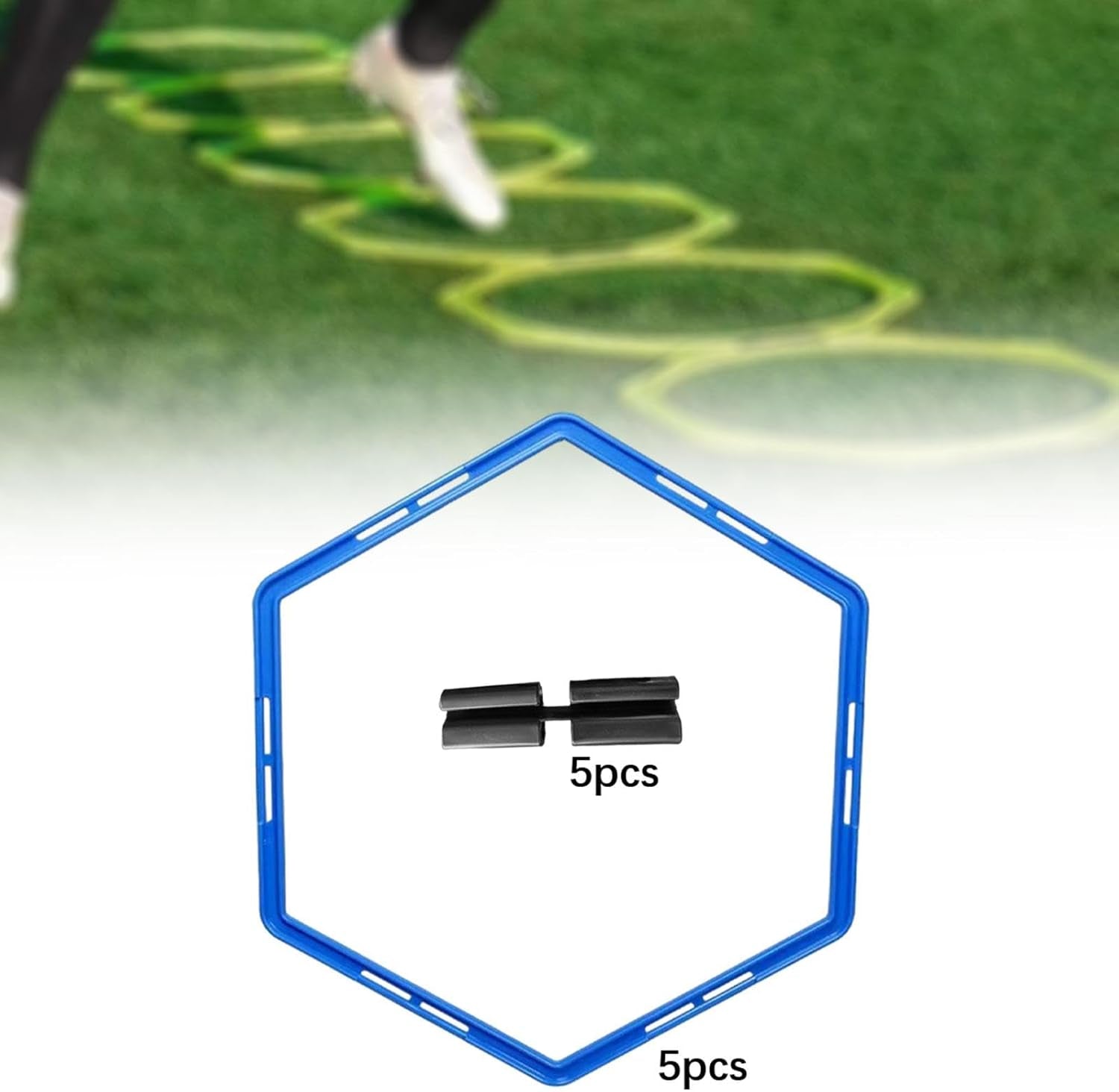 Hexagonal Agility Training Rings Set - 5 Pieces, 50cm Multipurpose Speed Training Rings for Soccer and Hockey Exercises