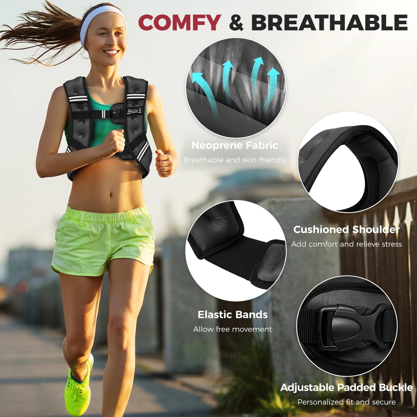 Adjustable Weighted Vest for Strength Training with Convenient Pocket, Ideal for Gym Workouts, Yoga, and Aerobic Exercises