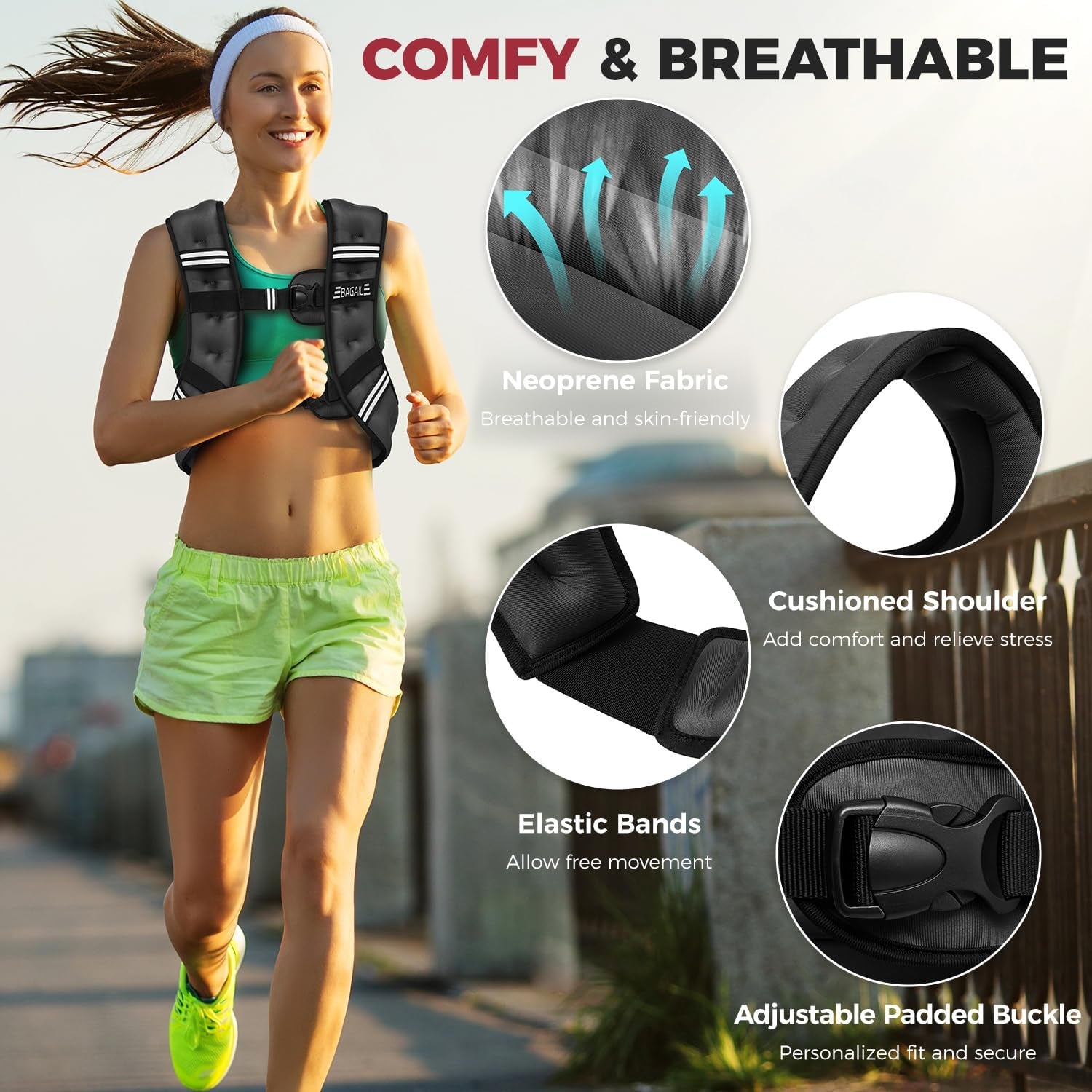 Adjustable Weighted Vest for Strength Training with Convenient Pocket, Ideal for Gym Workouts, Yoga, and Aerobic Exercises