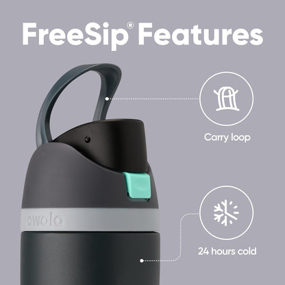 FreeSip 24oz Insulated Stainless Steel Water Bottle with Straw - Foggy Tide | Reusable, Leak-Proof, BPA-Free Double-Walled Design for Travel, Gym, Office, and School