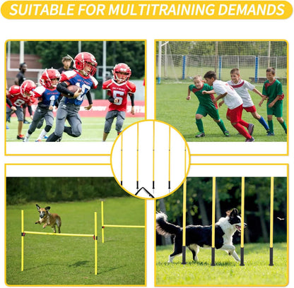 Soccer Agility Training Poles Set - Adjustable Training Equipment with Base Buckles and Storage Bag for Speed Development (5 Pieces)