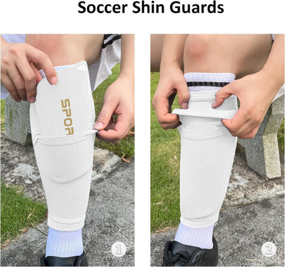 Ueiiee Soccer Shin Guards with EVA Cushion Protection - Shin Pads and Sleeves for Enhanced Safety in Football Games