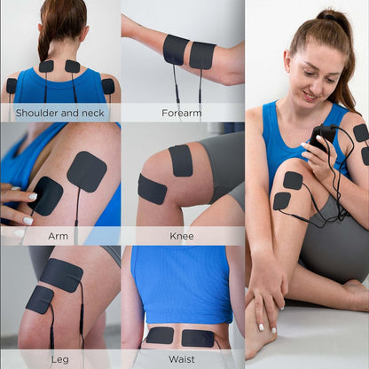 4-in-1 Rechargeable Electronic Pulse Massager: D.I.Y, TENS Unit, EMS, and Muscle Stimulator Therapy Machine with Dual Channel and 12 Electrode Pads for Foot and Back Relief