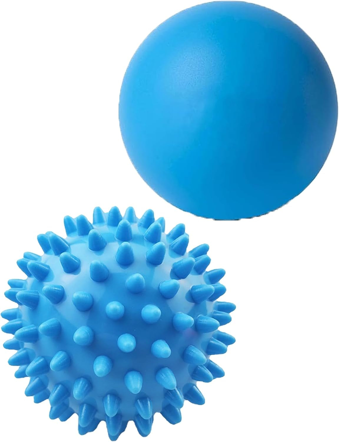 Massage Ball Set - 2 Pack Smooth Lacrosse Ball and Spiky Physio Ball for Myofascial Release, Deep Tissue Massage, and Plantar Fasciitis Relief
