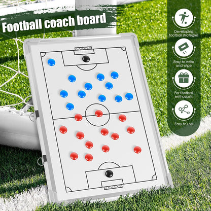 Magnetic Soccer Coaching Clipboard with Chess Pieces Pen - Portable Dry Erase Tactical Board for Soccer Training Strategies