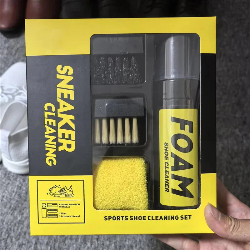 1 Set Shoes Cleaner Foam Dry Cleaning Suit 150ML Water-Free Foam Sneakers Cleaner Shoe Brush Shoe Cloth Work on White Shoe,Boot