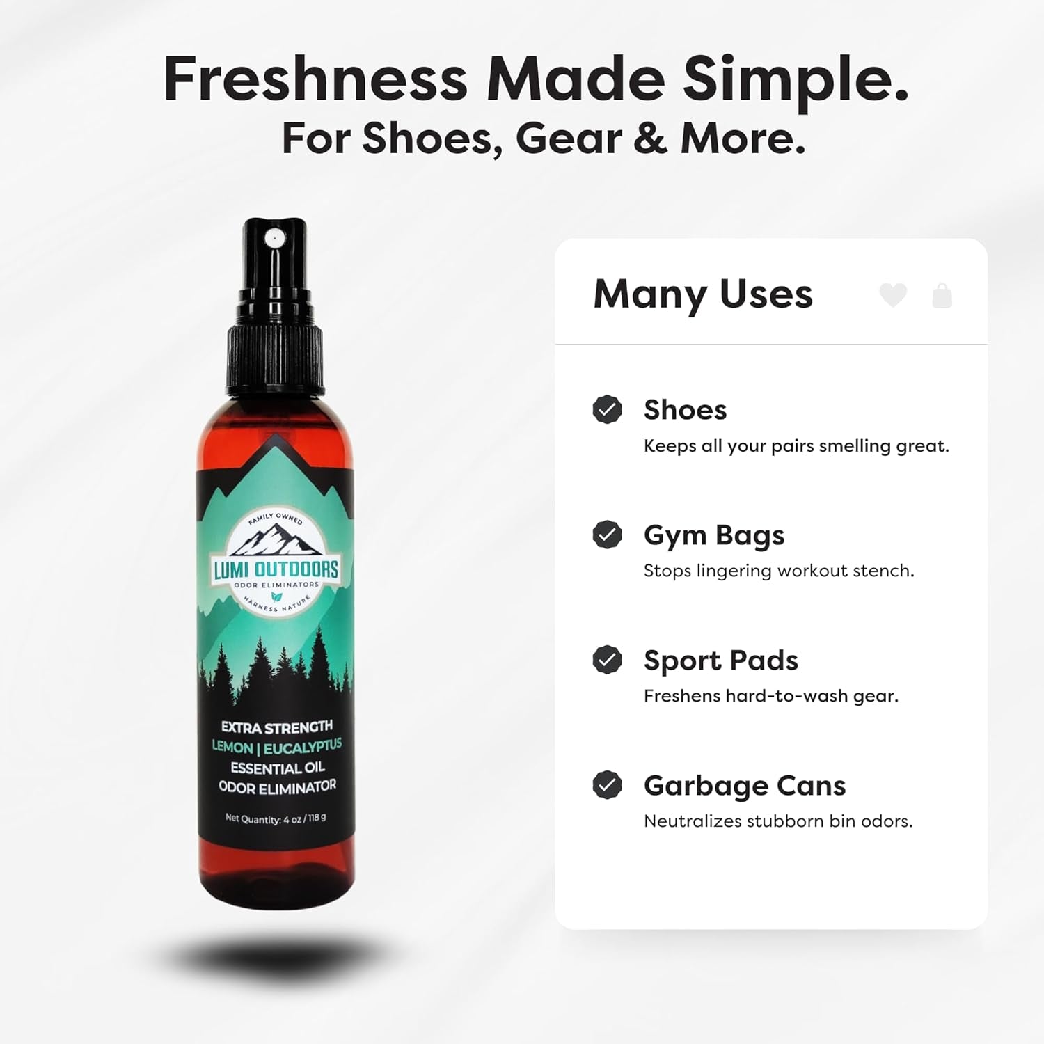 Shoe Deodoriser & Odor Eliminator Spray - Natural Shoe Deodorizer Smell Eliminator by  - Extra Strength Eucalyptus Lemongrass Freshener (Pack of 1)