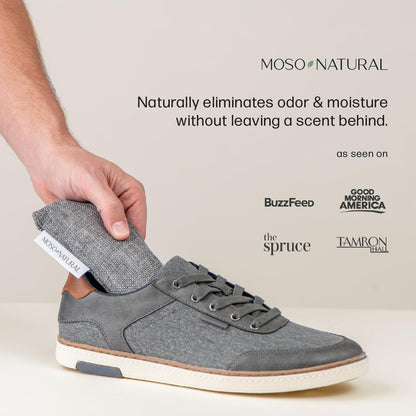 Charcoal Shoe Deodorizer Inserts | Unscented Odor Absorbers for Footwear and Gym Bags | Air Purifying Bags (Set of Two)