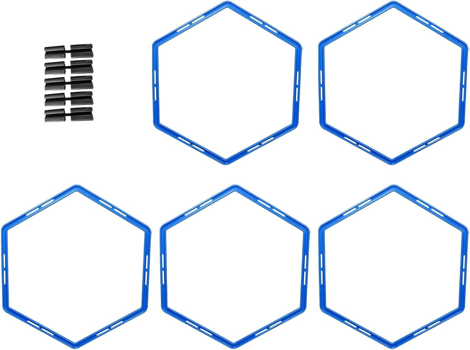 Hexagonal Agility Training Rings Set - 5 Pieces, 50cm Multipurpose Speed Training Rings for Soccer and Hockey Exercises