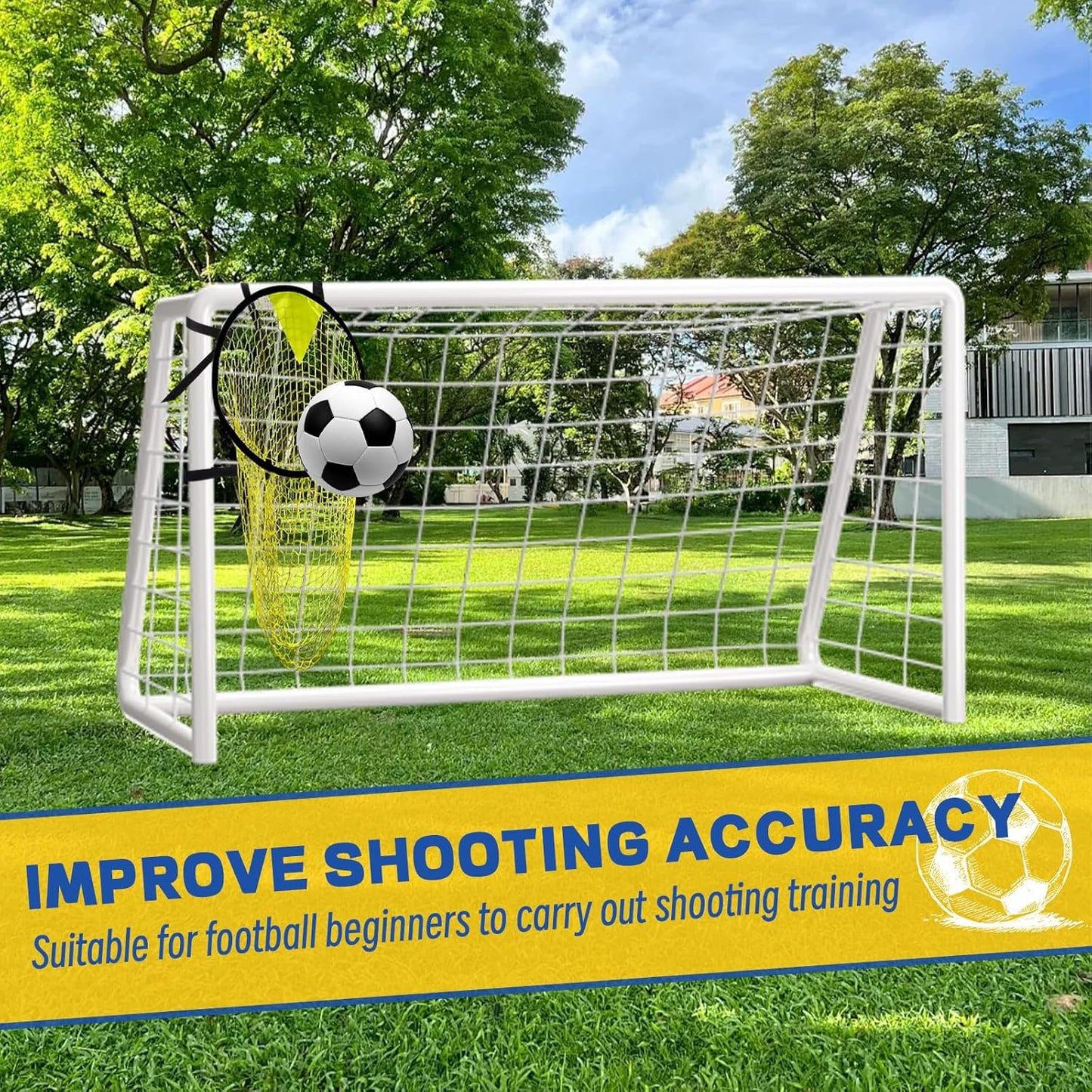 4-Piece Portable Yellow Soccer Goal Targets for Precision Shooting Practice, Easy Attachment and Storage for Home, Backyard, and Field Use