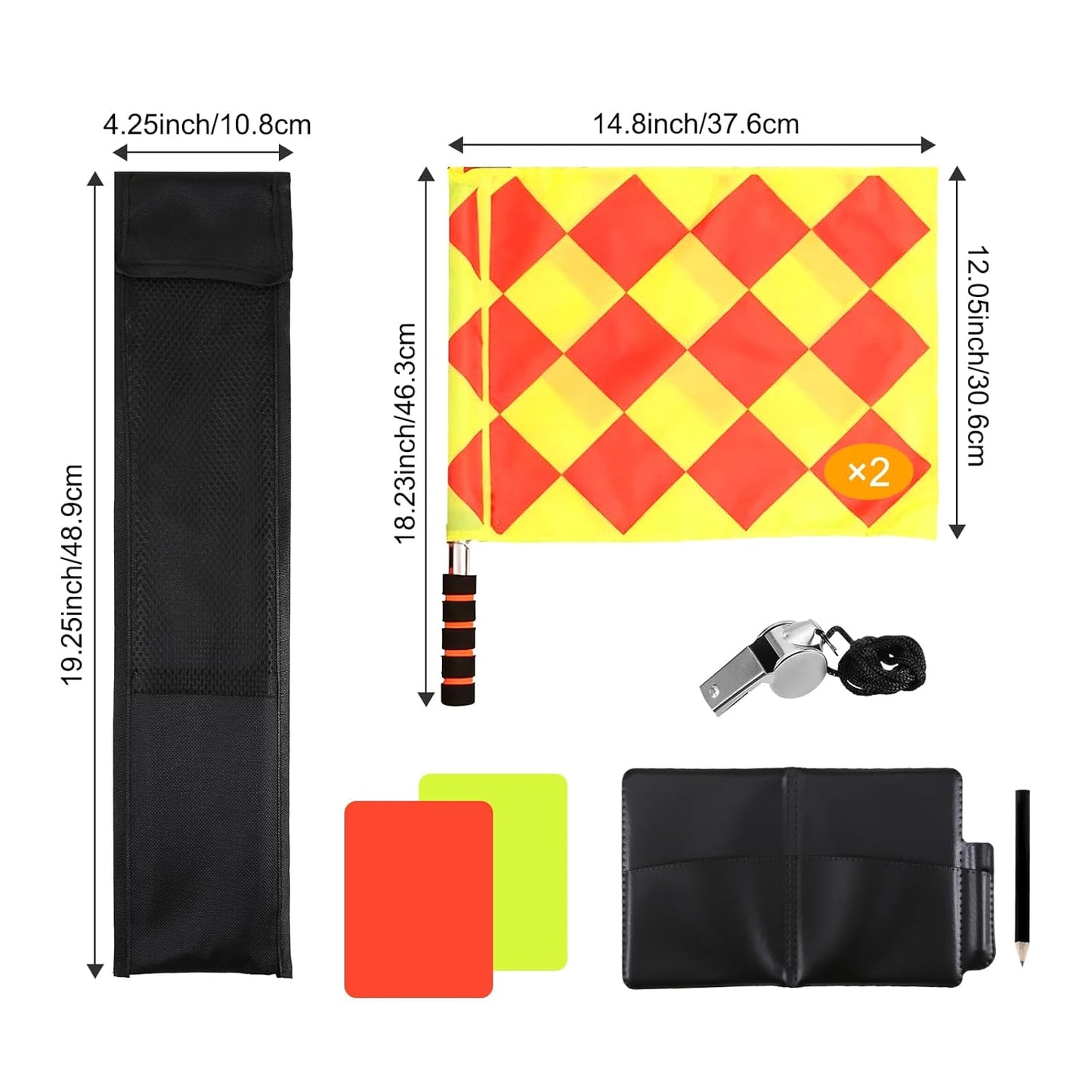 Soccer Referee Set with Flags, Metal Whistle, and Red/Yellow Cards - Ideal for School Sports and Football Games