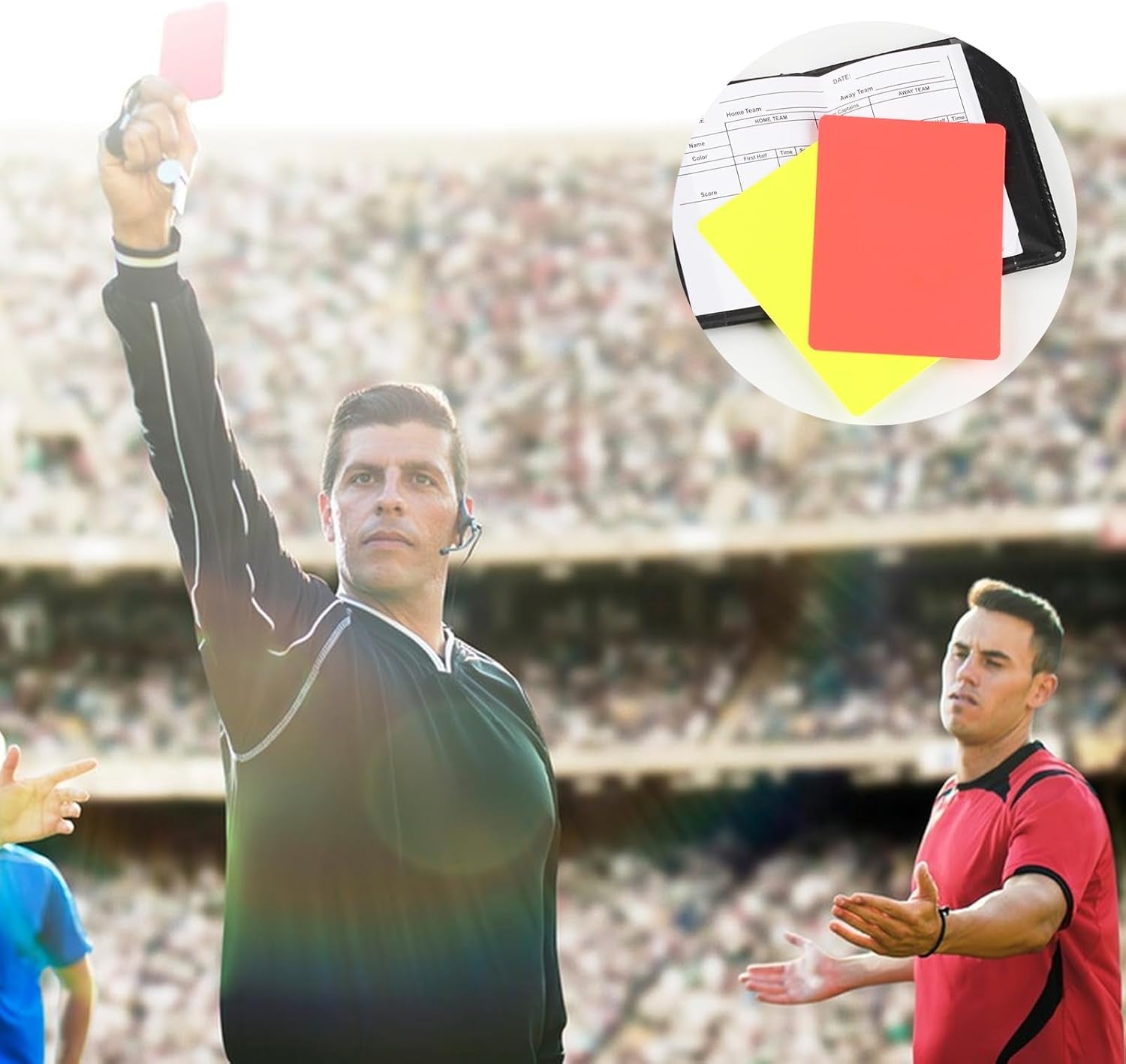 Soccer Referee Kit: Includes Whistle with Lanyard and Red/Yellow Card Set for Coaching and Training