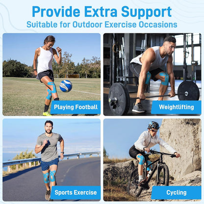 Kinesiology Tape for Knee Support | 16-Pack Precut Elastic Sports Tape | Waterproof, Breathable, and Latex-Free for Pain Relief in Running and Cycling