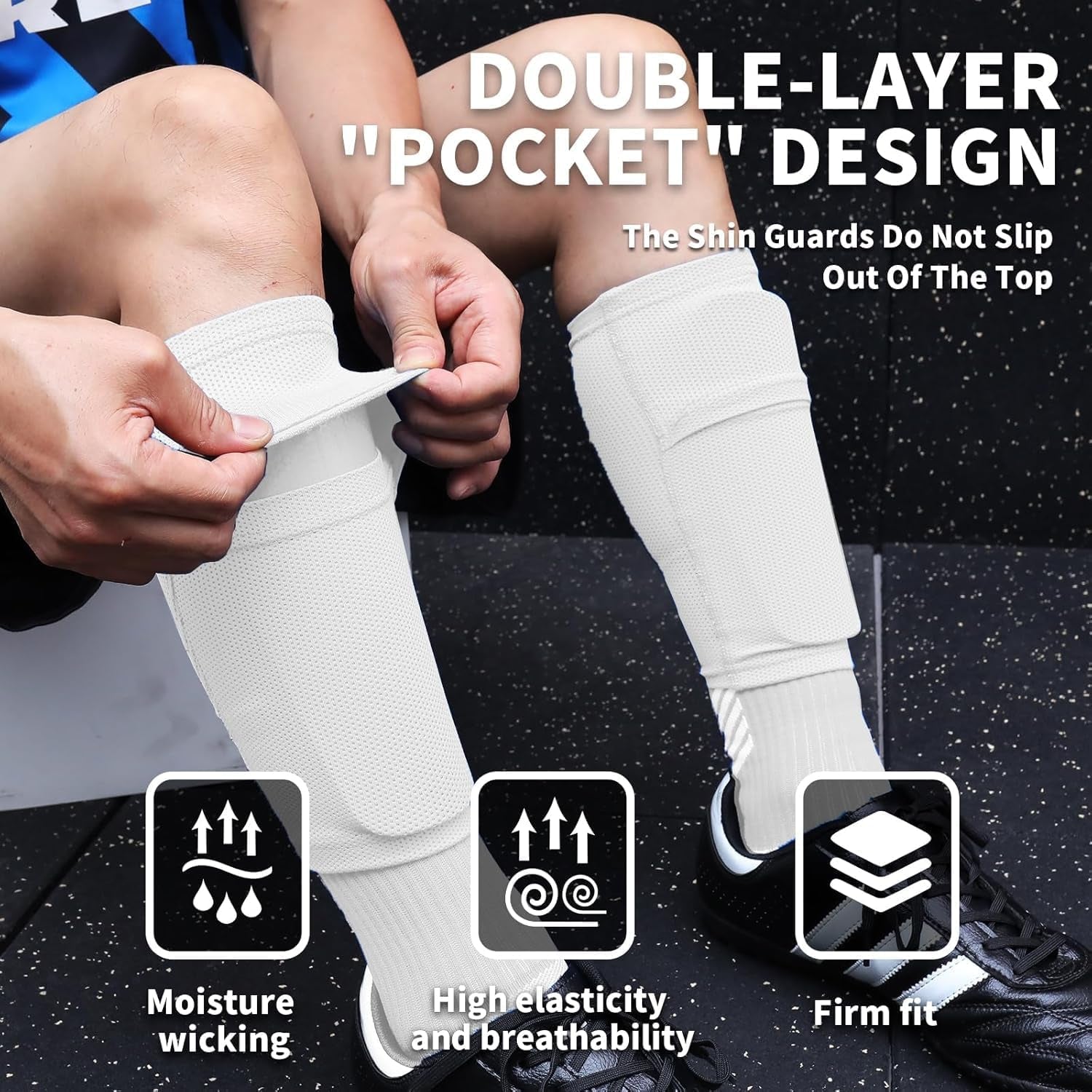 Ueiiee Soccer Shin Guards with EVA Cushion Protection - Shin Pads and Sleeves for Enhanced Safety in Football Games