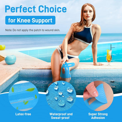 Kinesiology Tape for Knee Support | 16-Pack Precut Elastic Sports Tape | Waterproof, Breathable, and Latex-Free for Pain Relief in Running and Cycling