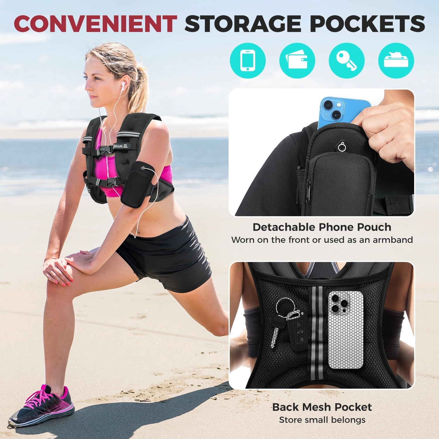 Adjustable Weighted Vest for Strength Training with Convenient Pocket, Ideal for Gym Workouts, Yoga, and Aerobic Exercises