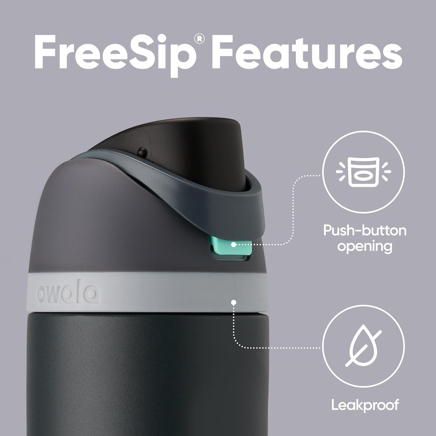 FreeSip 24oz Insulated Stainless Steel Water Bottle with Straw - Foggy Tide | Reusable, Leak-Proof, BPA-Free Double-Walled Design for Travel, Gym, Office, and School