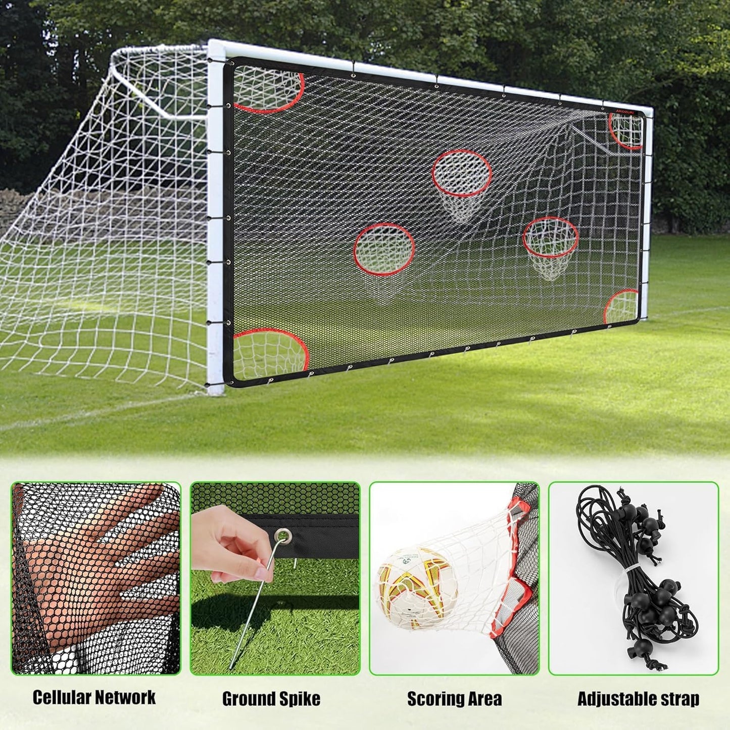 Soccer Goal Target Net - Training Aid with 7 Scoring Zones for Enhanced Soccer Shooting Practice (Net Only)
