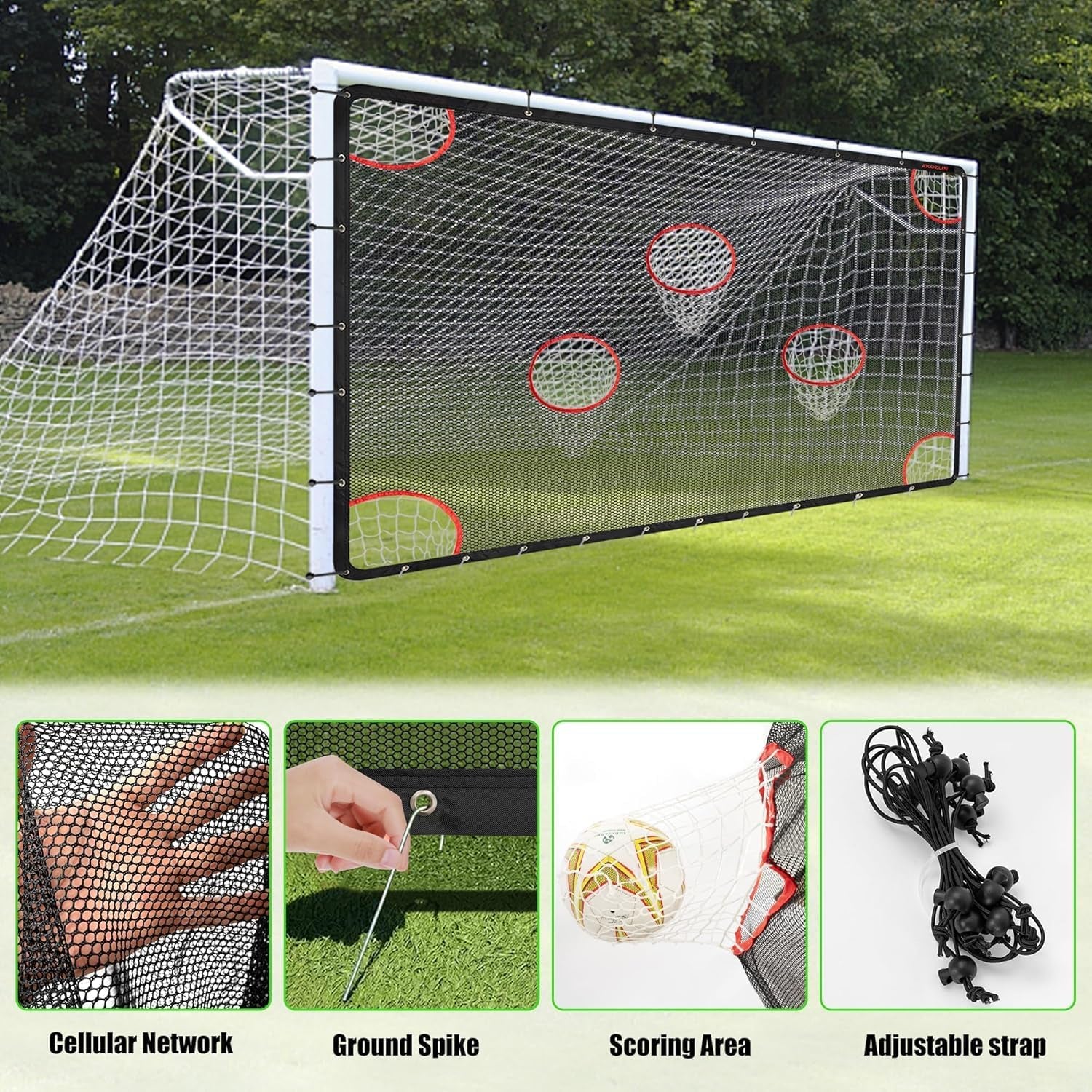 Soccer Goal Target Net - Training Aid with 7 Scoring Zones for Enhanced Soccer Shooting Practice (Net Only)