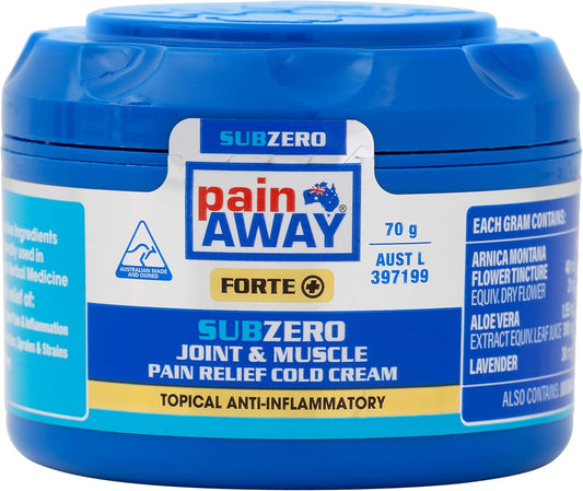 Forte+ Sub Zero Cold Cream 70g - Effective Relief for Mild Arthritis, Joint and Muscle Pain with Arnica, Menthol, Eucalyptus, Camphor, and Aloe Vera - Australia's Leading Topical Anti-inflammatory Brand - Non-Greasy, Fast-Absorbing Formula