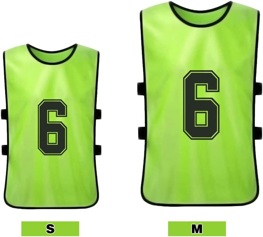 12-Pack Youth Sports Pinnies - Quick-Drying Soccer Jerseys in Red and Sky Blue for Scrimmage and Training, Numbered Practice Vests